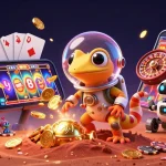 Experience đăng ký lu88 as a Martian gecko celebrates winnings in a golden casino scene.