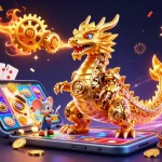 Experience the thrill of gambling with Alo789 Link featuring dynamic casino elements and a dragon.