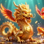 Experience the excitement of credit card casinos with a vibrant scene featuring mythical creatures and classic gaming elements.