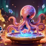 Experience thrilling gambling at 1mm888 with an exciting illustration of a cosmic poker game.