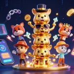 Win big at on68 with a vibrant 3D totem pole and cryptocurrency elements, showcasing animated expressions and casino accessories.