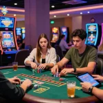 Vibrant casino scene at https://southsomersetenvironment.co.uk/ showcasing players engaged in credit card casino games with neon lights.