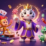 See sc88 engaging casino action with a tiger, monkey, and animated jade dragon.
